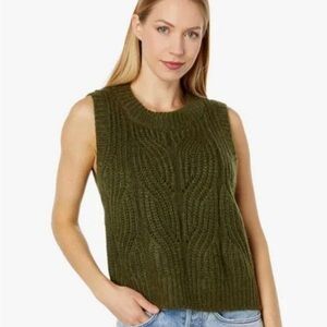 Madewell Pointelle Knowe Sweater Vest - Heather Basil Green - Size Small S